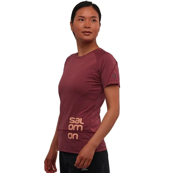SALOMON CROSS RUN GRAPHIC TEE W CABERNE 22 4 SALOMON CROSS RUN GRAPHIC TEE W CABERNE 22 - Image 2