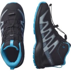 SALOMON XA PRO V8 MID CSWP JR BLACK/MONUMENT/HAWAIIAN OCEAN 22 -Salomon 9 92907 xa pro v8 mid cswp j black monument hawaiian ocean l41344900 05